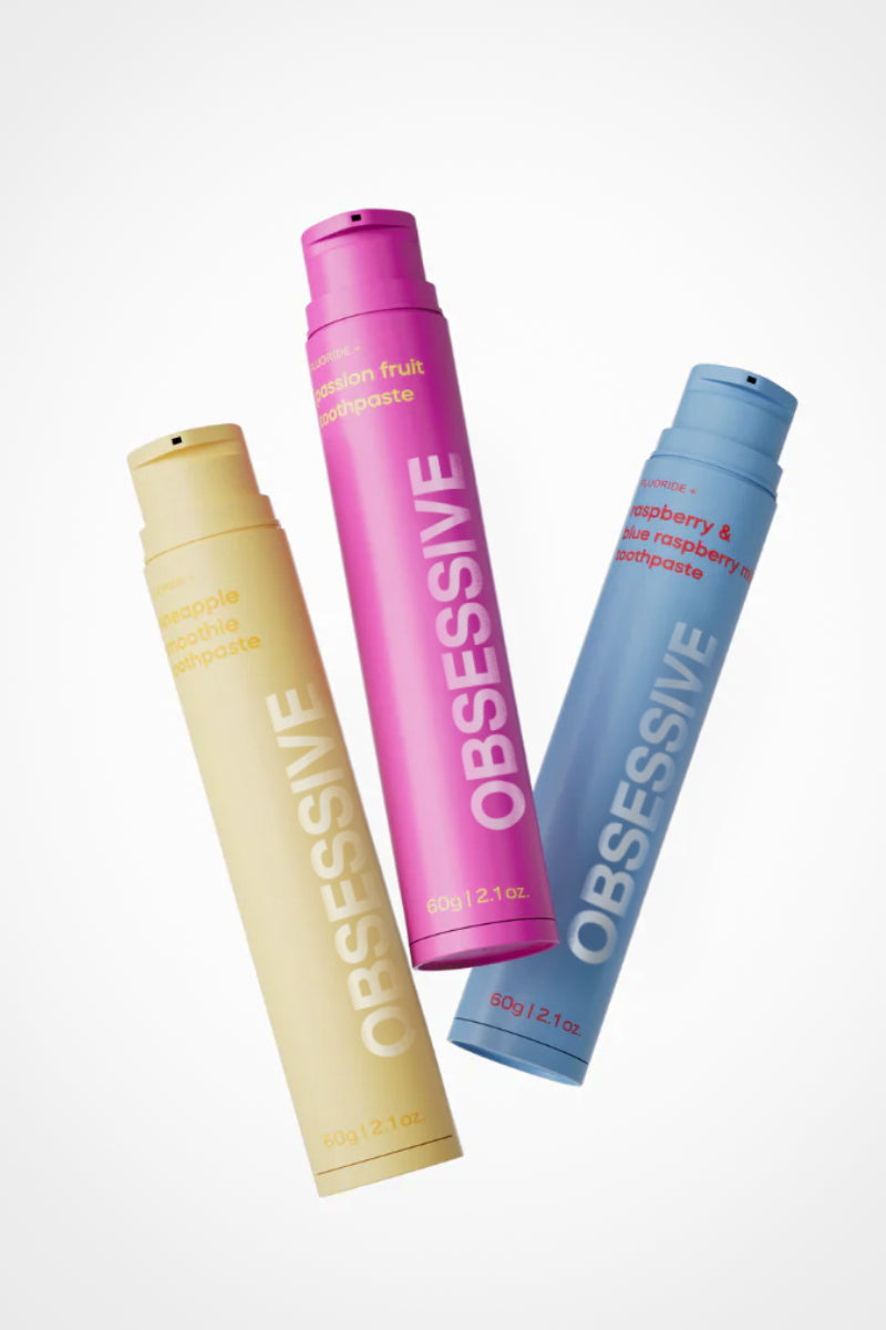 Kit 3 Pastas de Dente Sabores Divertidos Obsessive Smiles Proteção Fluoride+