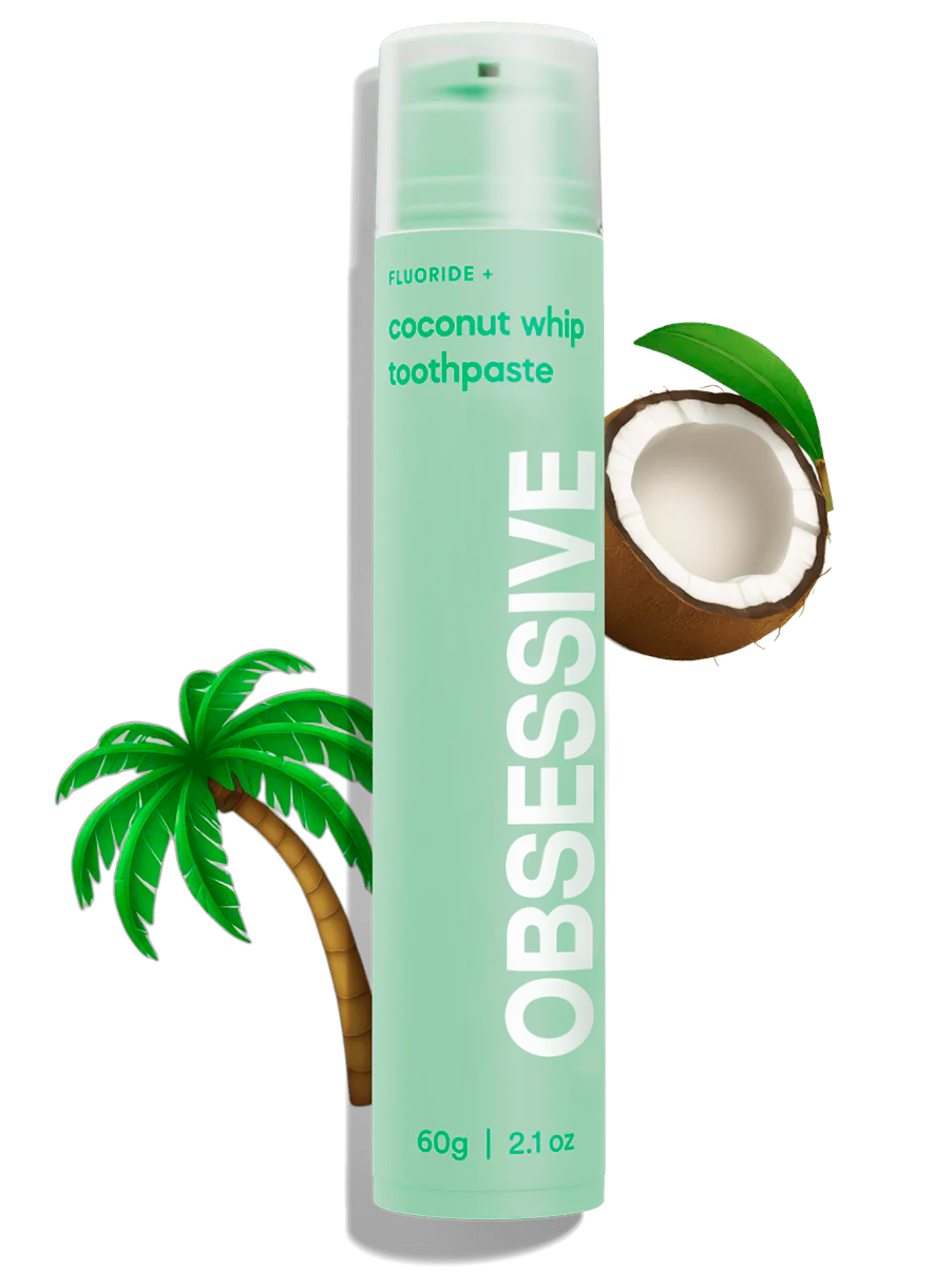 Creme Dental Sabor Coco Tropical OBSESSIVE | Fluoride+ para Sorriso Radiante