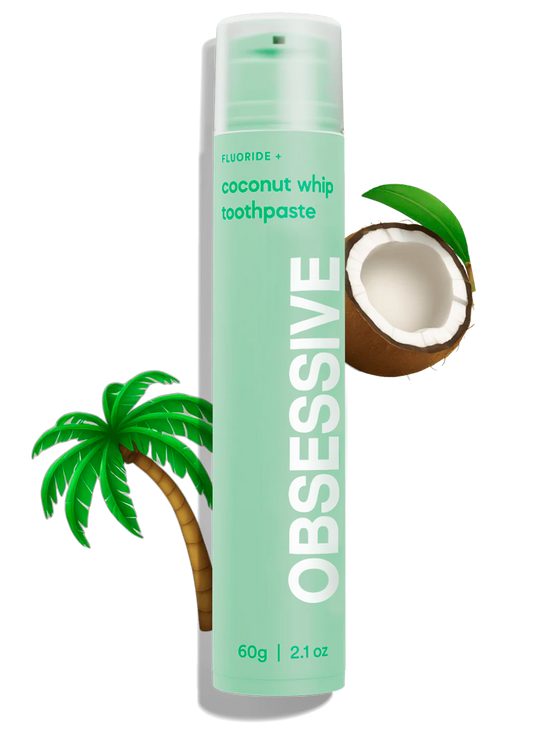 Creme Dental Sabor Coco Tropical OBSESSIVE | Fluoride+ para Sorriso Radiante